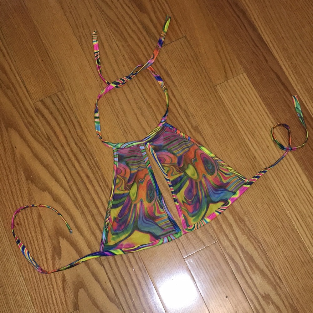 Little Black Diamond Acid Keyhole Mesh Top